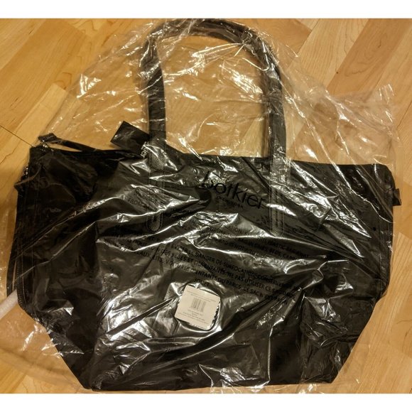 Tote Bag Black Leather Detail Side & Inside Zippers Nylon BOTKIER New York Bond - Picture 6 of 6